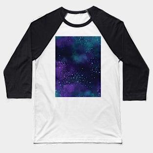 Abstract Neon Nebula Purple Aqua Outer Space Baseball T-Shirt